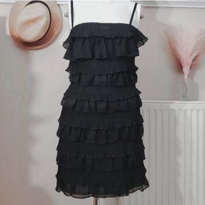 Vintage Y2K Black Tiered Pleated Flapper Dress